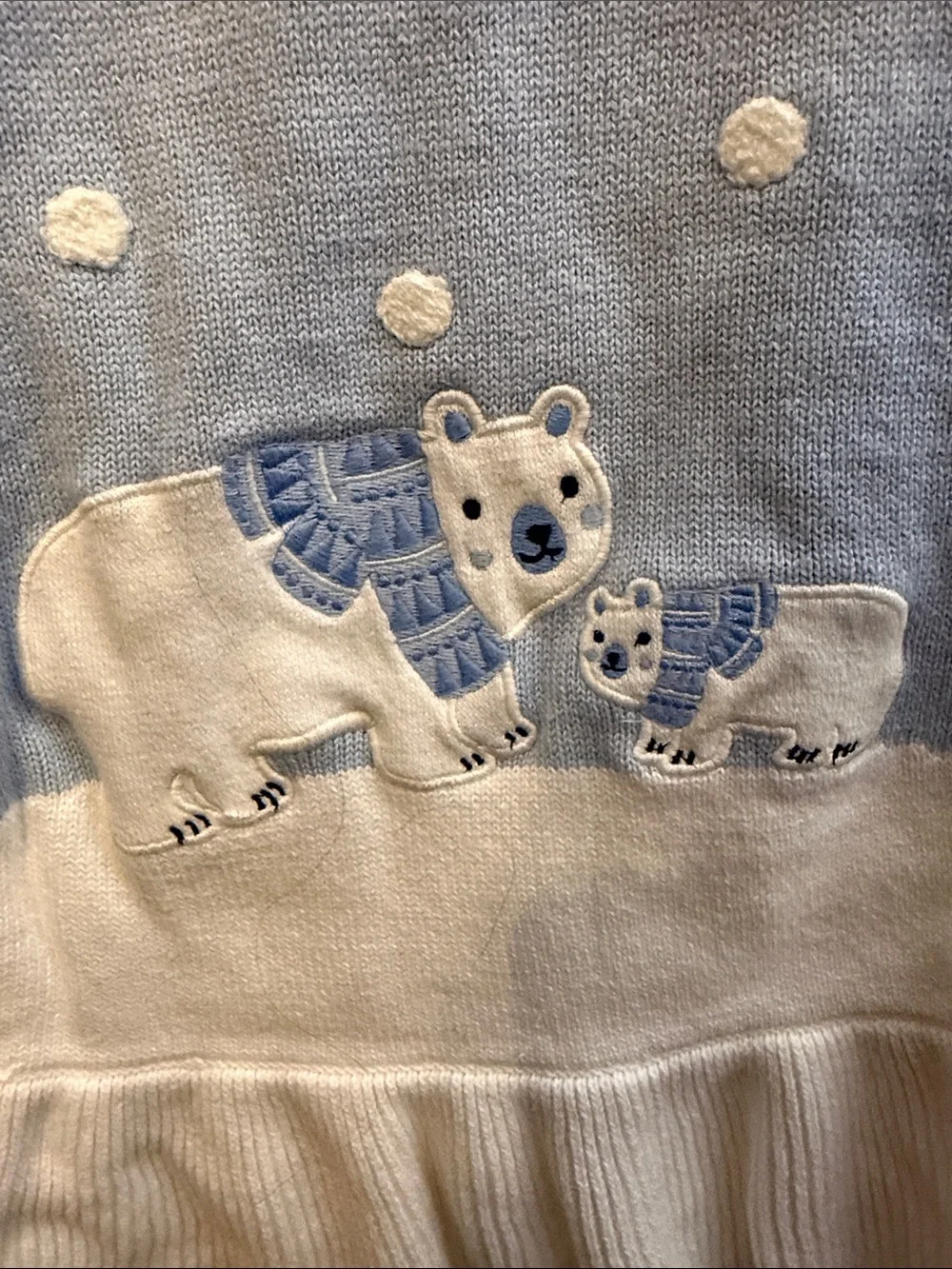Gymboree Light Blue and White Polar Bear Knit Dress